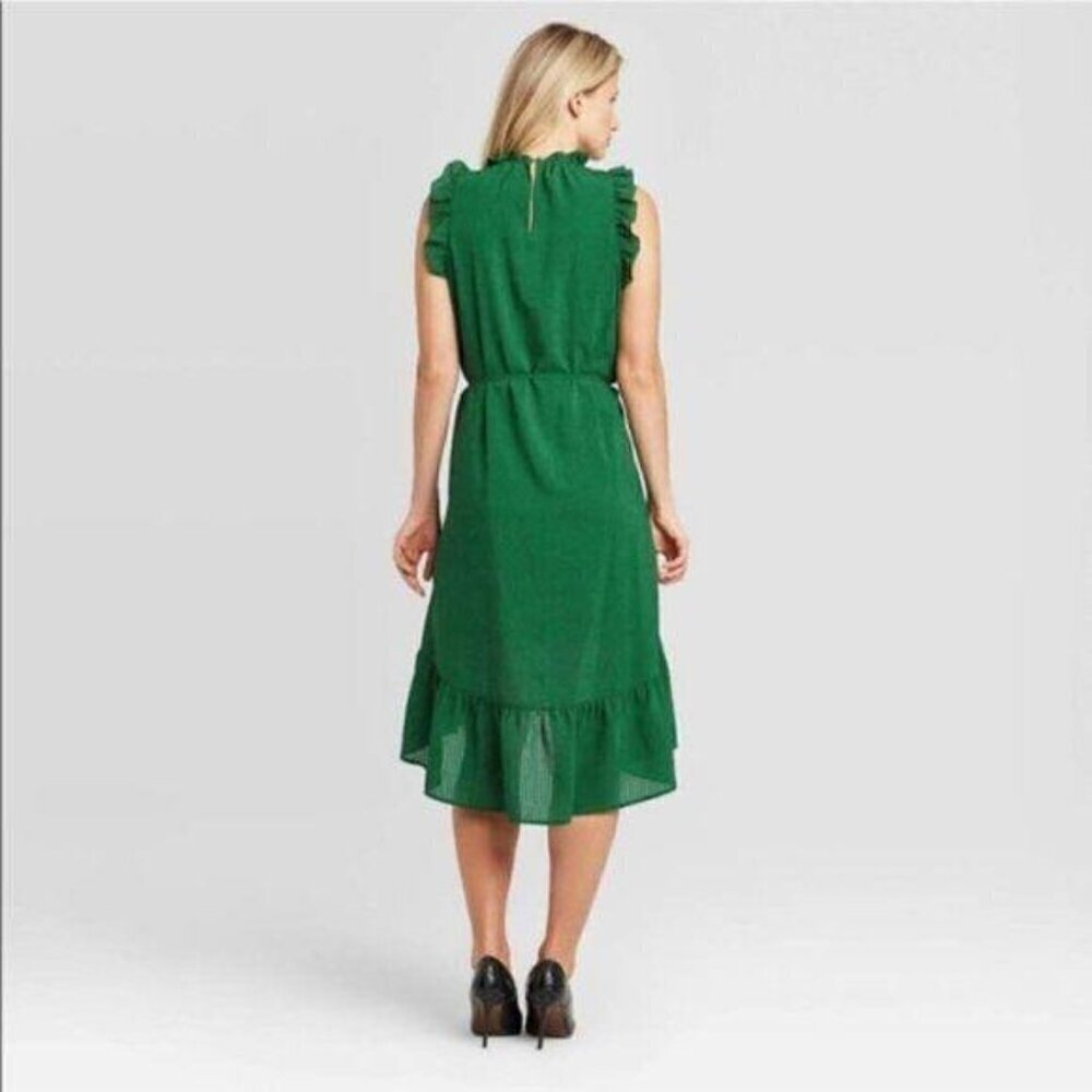 Who What Wear Green Microdot Dress Sleeveless New - Picture 4 of 6